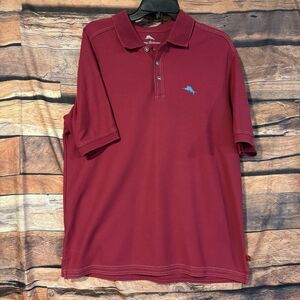 Tommy Bahama Polo Shirt Medium Men’s Pink Short Sleeve Supima Cotton Marlin Logo